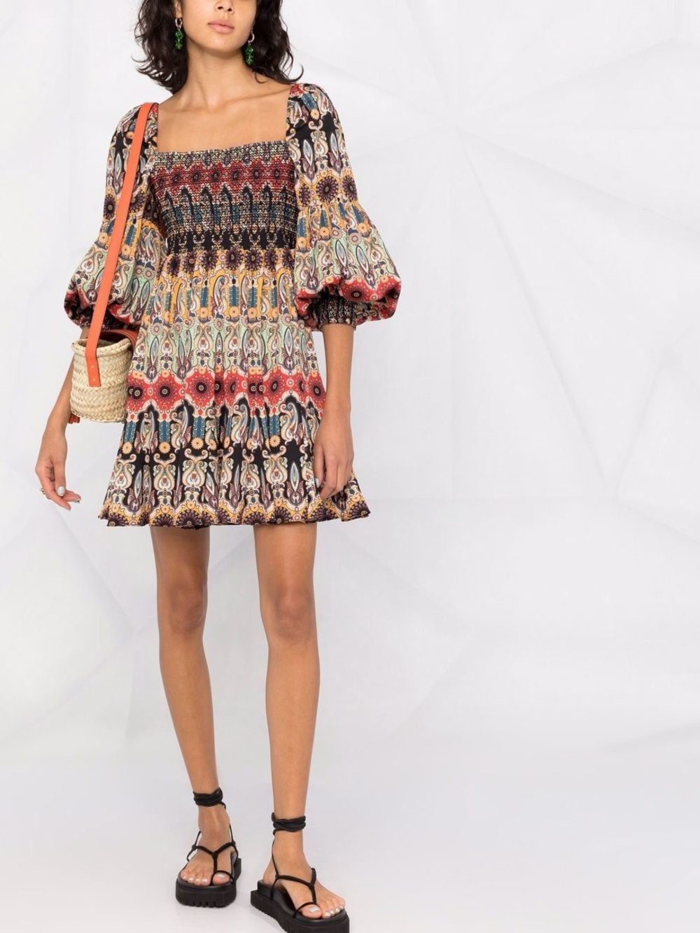 ALICE + OLIVIA Julissa Empire-Waist Godet Mini Dress